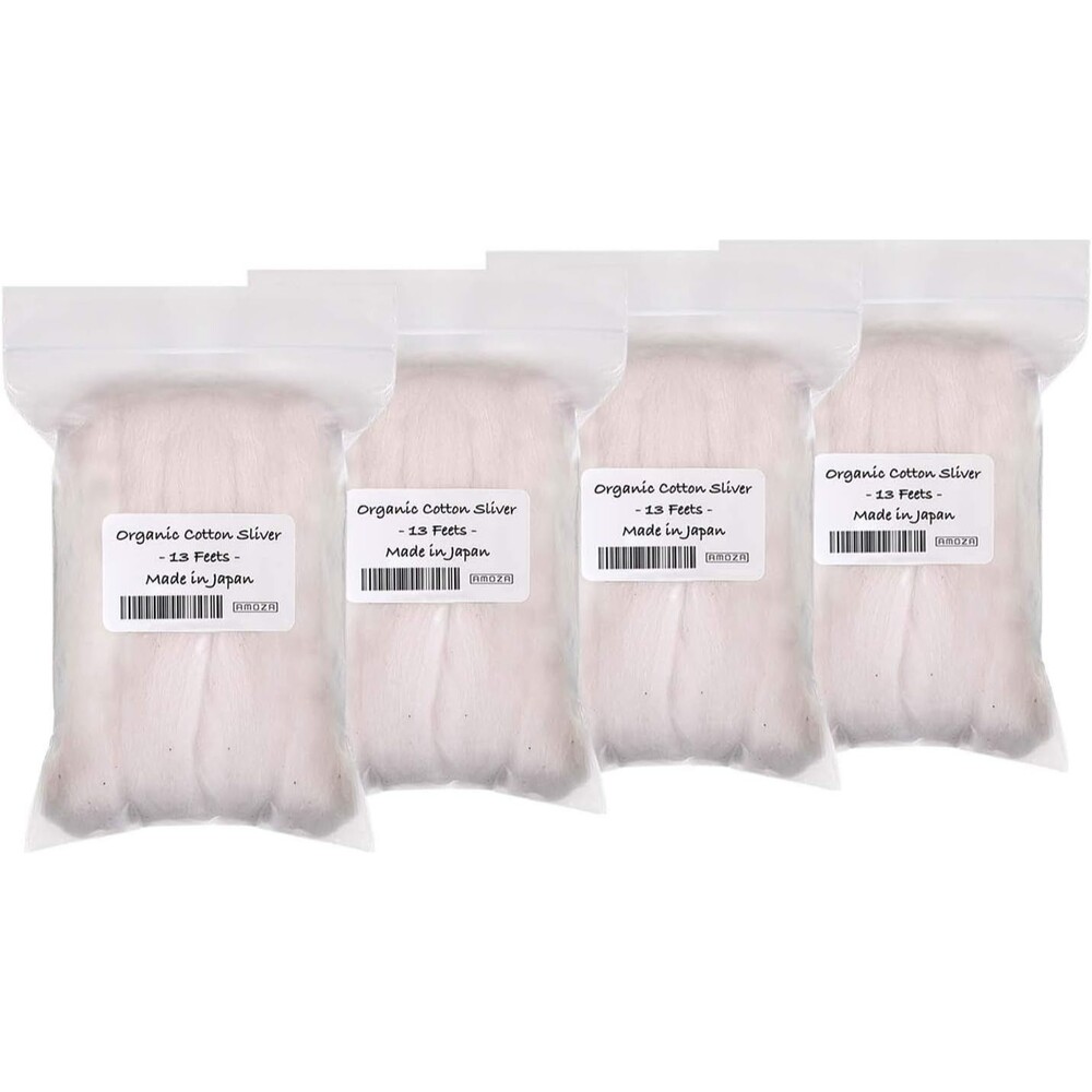 Japanese Organic Cotton Sliver 13 Feets 100% Organic Unbleached - 4 PACKS